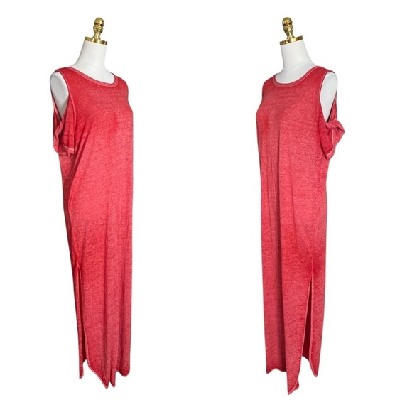 We The Free Coral Cold Shoulder Side Slits Relaxed Boho Maxi Dress Womens Size S - Picture 7 of 8